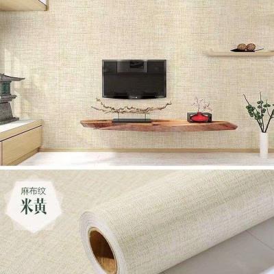 厂销厂促水德名雪亚麻布壁纸墙布 竖条纹暗纹防水自粘纯色客厅宿