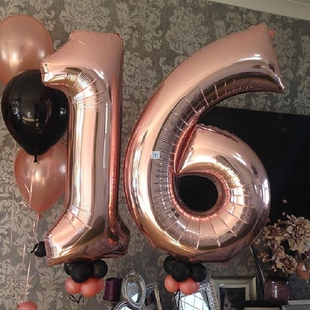 Big Balloons Number Figure Sliver Rose Gold 极速32inch