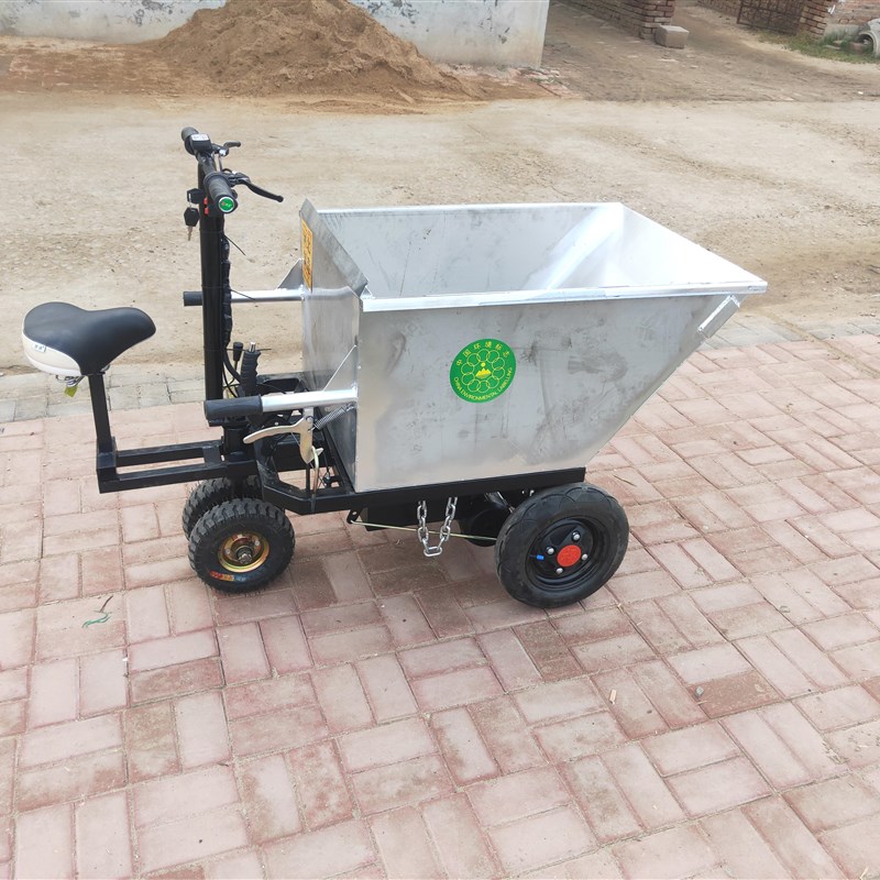 电动不锈钢养殖拉粪三轮车倒骑y驴农用拉饲料电动手推车工地灰斗