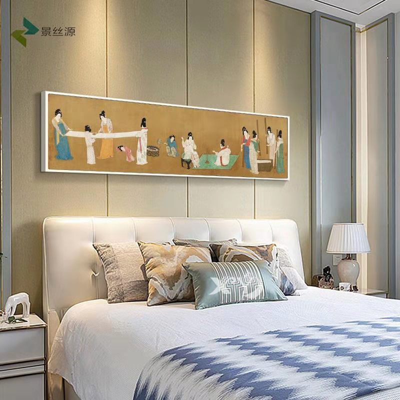 景泰蓝掐丝工艺画仕女图中式卧室床头挂画古代美女客厅墙壁画