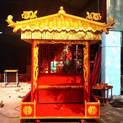 新品花轿轿子中式婚礼八抬大轿迎亲喜轿撵鎏金仿古瓦婚庆道具胡蝶