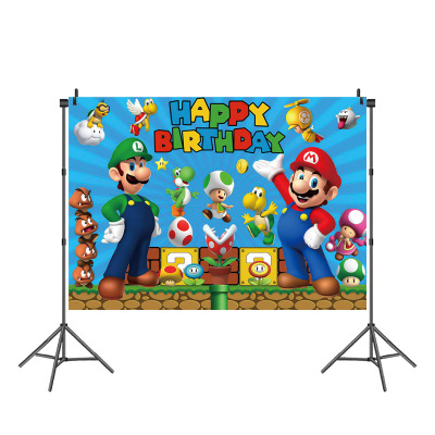 极速Super Mario Theme Birthday Party Decoration Set Backgrou