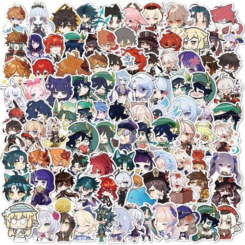 极速50/100pcs Cute Genshin Impact Stickers Anime Game Decals