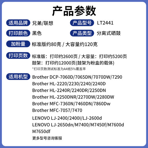 好货适用联想m7400硒鼓lt2441粉盒m7450f m7650df  lj2400 m7600d