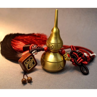 新春工艺铜葫芦车挂 冰丝流苏穗汽车饰品挂件