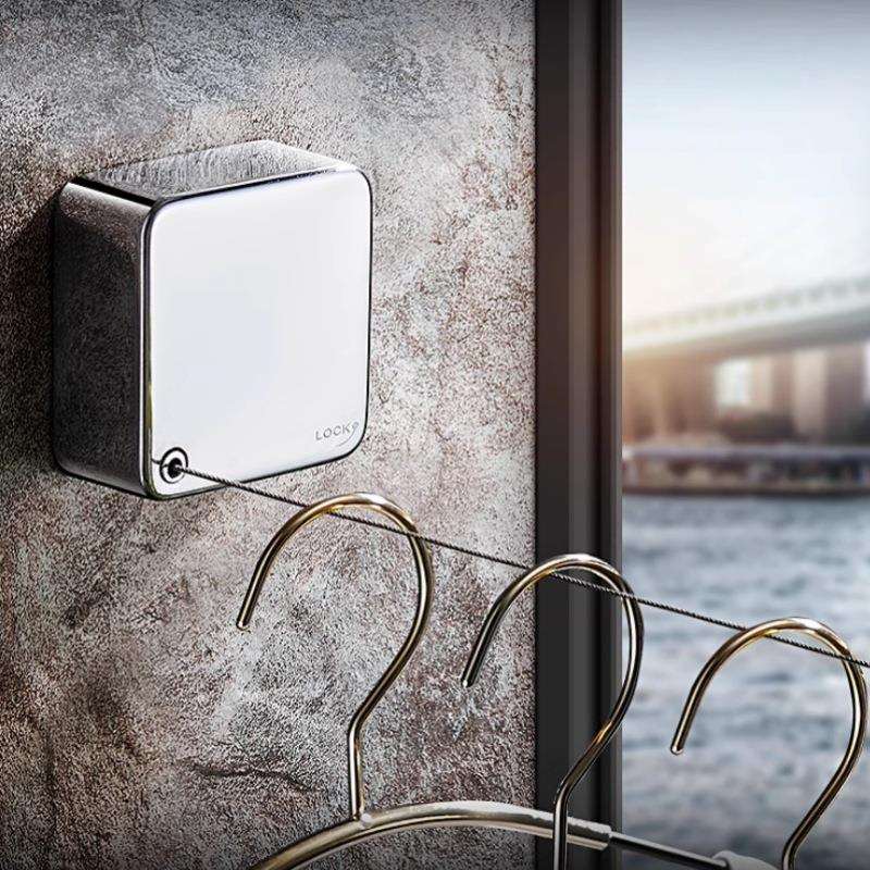 隐形晾衣绳室内免打孔阳台晾衣神器卫生间飘窗伸缩晒被子钢丝绳子