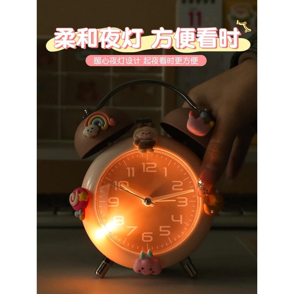可爱小女孩闹钟学生专用起床神器2025新款儿童男孩床头闹铃时钟粉