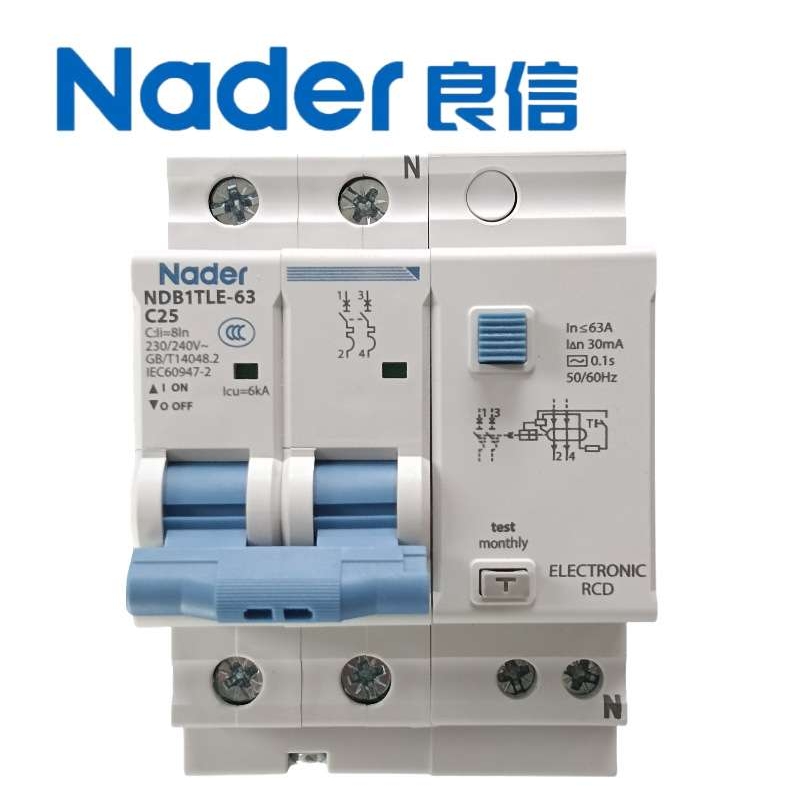 Nader上海良信NDB1TLE-63系列漏电开关30mA断路器空气开关1PN