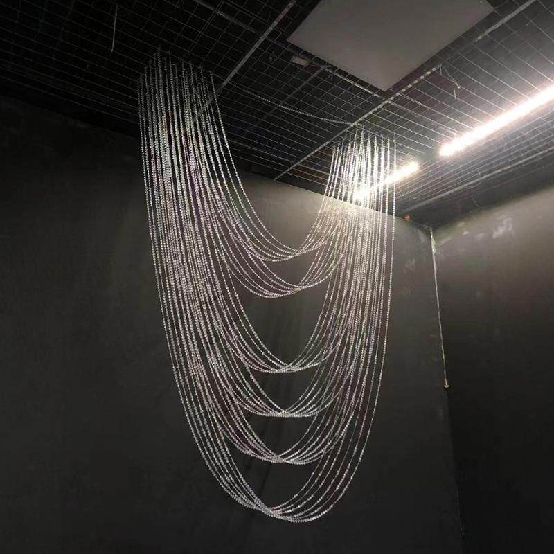 婚礼路引吊顶舞台背景装饰成品珠帘波浪挂件婚庆飞蝶珠串如初挂件