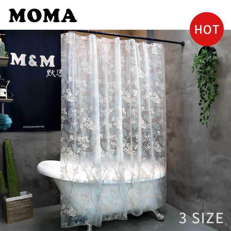 默玛防水浴帘EVA加厚防霉卫生间浴帘布透明帘淋浴隔断帘北美