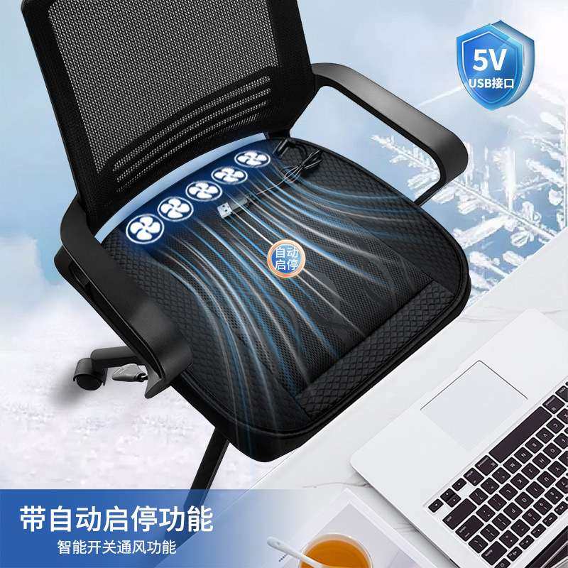汽车坐垫通风制冷带风扇夏季凉垫12Vusb车载座垫5V吹风办公座椅垫