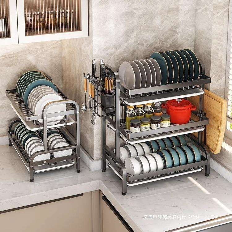 厨房置物架碗碟碗盘收纳架沥水架家用多功能放碗架碗柜碗筷收纳盒