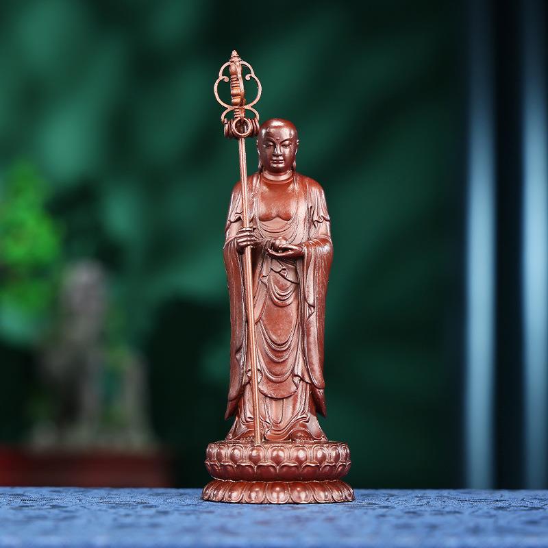 铜欣祥 紫铜地藏王立像 家居办公室桌面迷你地藏王菩萨工艺品摆设