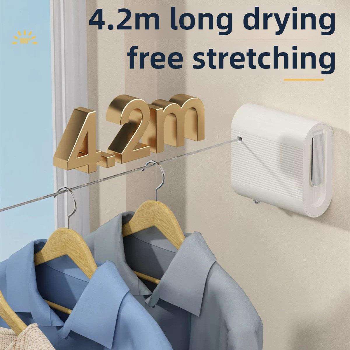 阳台隐形晾衣绳室内免打孔凉衣绳收缩晾衣神器卫生间伸缩钢丝绳子