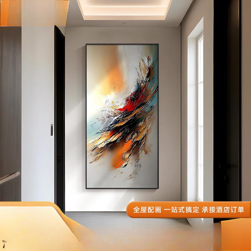 现代简约赵无极手绘油画抽象肌理大芬村玄关挂画走廊过道壁画