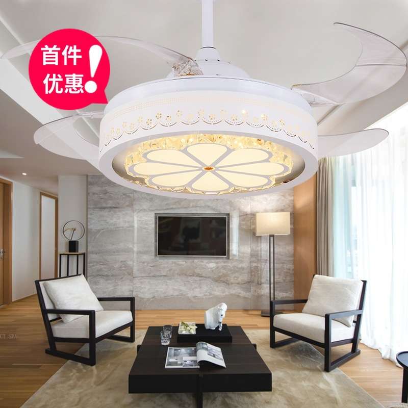 风扇灯隐形餐厅静音电风扇吊灯大气简约客厅灯现代家用创意卧室灯