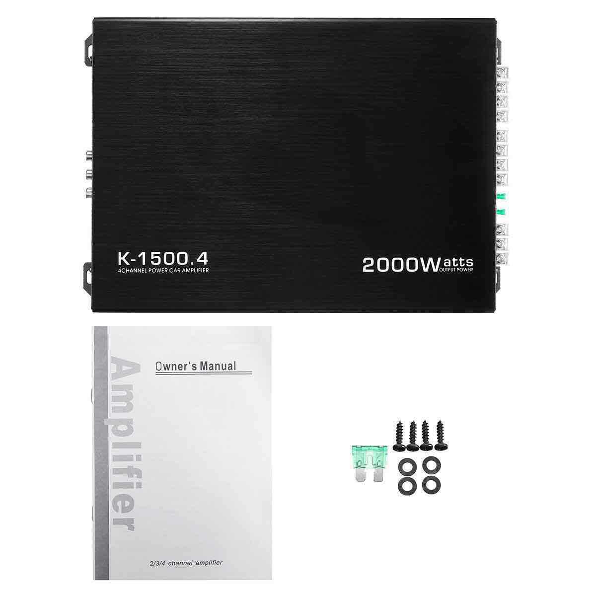 汽车功放12v车载4声道2000w 车载功放机K-1500.4四路功放