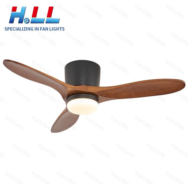美式实木吊扇灯电风扇北欧餐厅LED风扇吊灯亚马逊热卖吸顶风扇灯