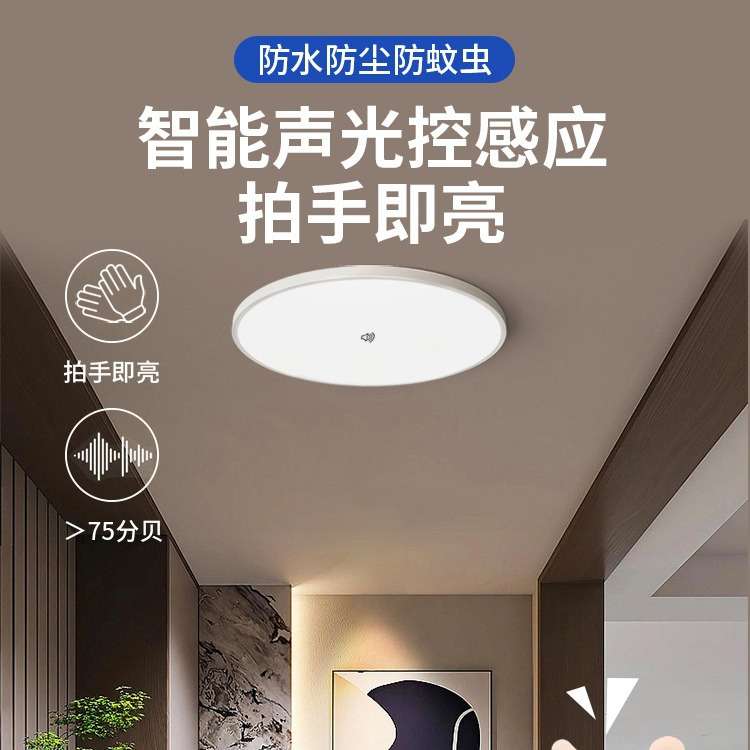 雷达感应灯超薄三防吸顶灯楼梯过道楼道走廊灯led红外人体声控灯