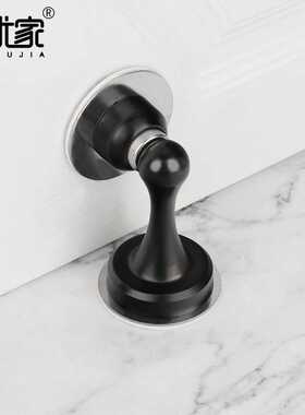 乐优家正304不锈钢精铸强磁门吸免打孔两用卫生间防撞门挡黑色