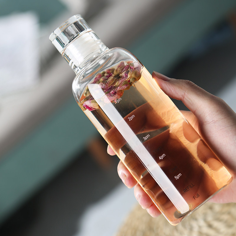 水杯玻璃杯高颜值大容量高硼硅牛奶咖啡奶茶果汁饮料时间刻度杯子