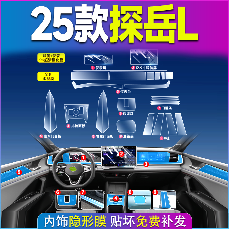 25款大众探岳屏幕钢化膜内