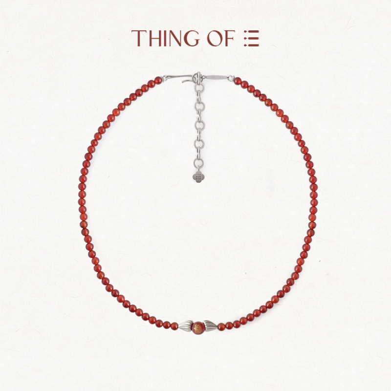 THING OF E【福至】系列 灯笼元素玛瑙项链 纯银镀金小众锁骨链