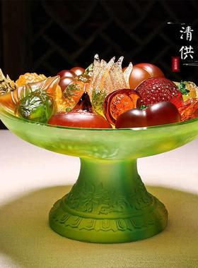 琉璃清供佛手柑文房书房笔搁供盘供果茶道水果摆件佛堂供佛