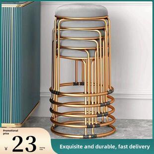 金属网红简易皮革化妆凳易接近豪华圆凳软坐梳妆台椅子梳妆凳堆叠