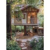 树屋户外别墅景区定制木屋防腐松木板防腐地板木树屋木屋