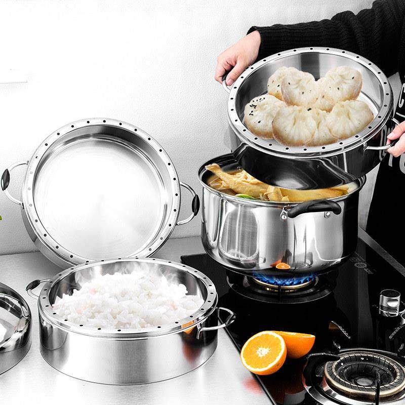 德国蒸锅不锈钢节能不串味加厚家用3多层无孔4蒸笼蒸饭电磁燃气通