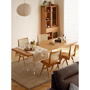 北美黑胡桃亚克力悬挂餐桌樱桃木书桌灰红橡木实木茶几家庭办公室