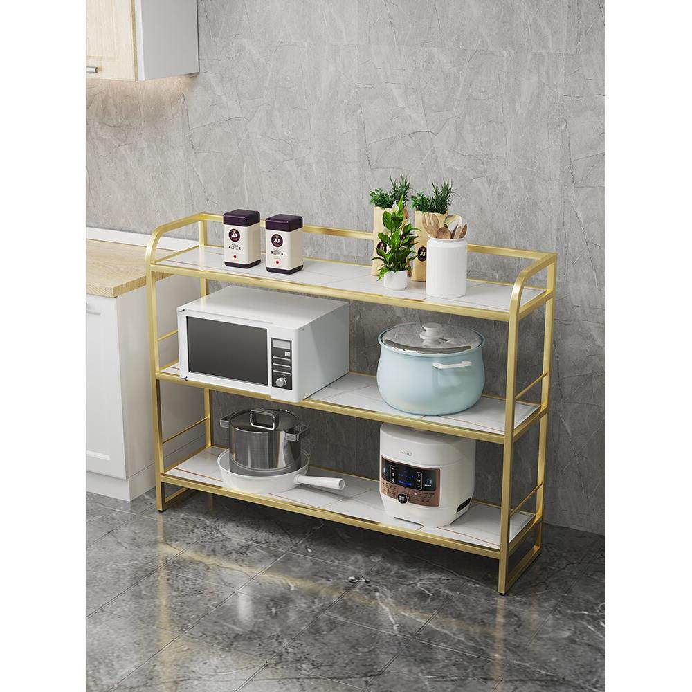 石板储物架微波炉多层地板到天花板的锅和碗储物架现代简单轻豪华