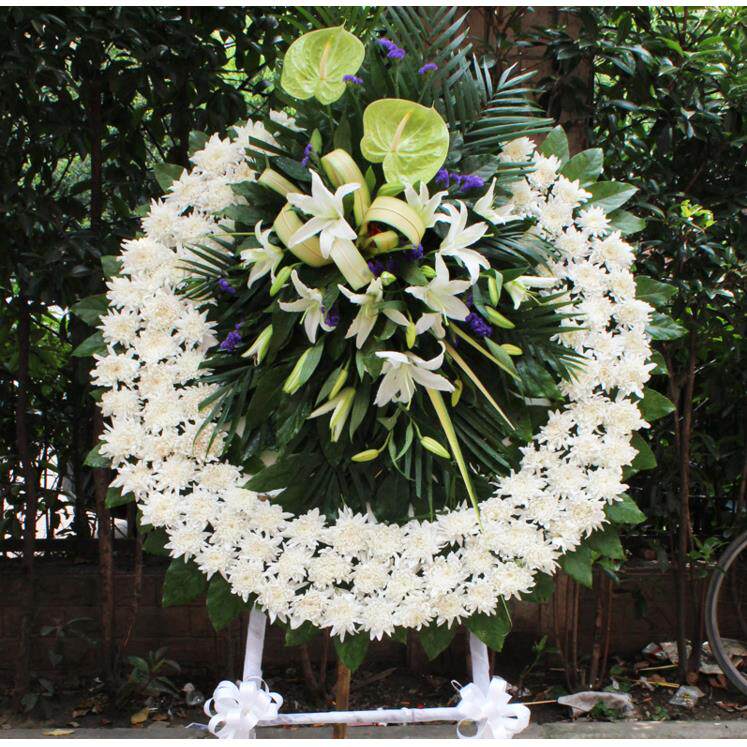 北京花圈鲜花同城速递丧事花圈花篮祭奠白事菊花悼念殡仪上海花店