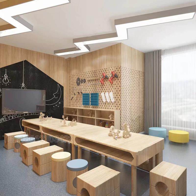 样品屋展示中心处儿童桌椅组合幼儿园书桌手工绘画桌学习桌培训桌