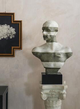 戊际北欧古希腊人像雕塑艺术摆件树脂彷玉石覆古罗马柱装饰底座