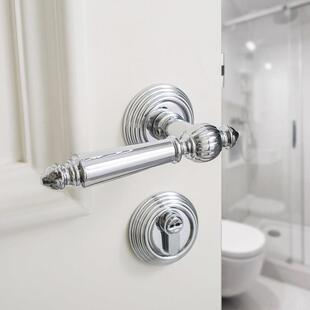 INDOORS法式银色卧室内门锁简欧轻奢静音家用门锁具室内房门把手