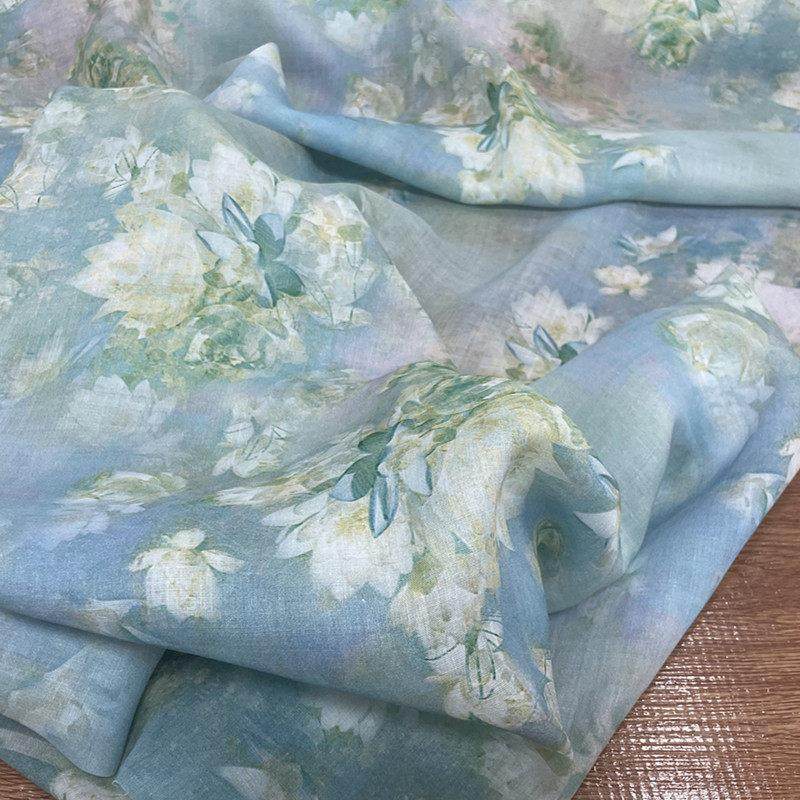 布久以逅复古田园印花苎麻面料袍子连衣裙布料中式汉服麻料 绽放,居家布艺,海绵垫/布料/面料/手工diy,淘宝优惠券,粉丝福利购,淘宝优惠卷