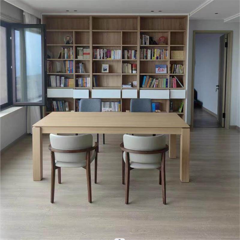 北欧白蜡木会议桌工作台简约实木家用办公桌书桌大板桌接待洽谈桌