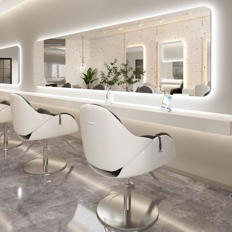 理发店镜子横挂带灯网红美发店镜台发廊专用壁挂墙染烫剪发大通镜