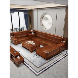 花梨木实木沙发冬夏两用贵妃角柜转角彷古雕花新中式客厅储物家具