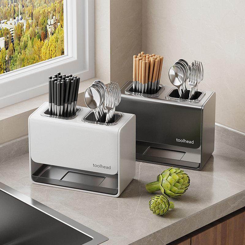 筷子收纳盒厨房壁挂式沥水置物架台面筷篓家用刀架筷子筒筷笼刀座