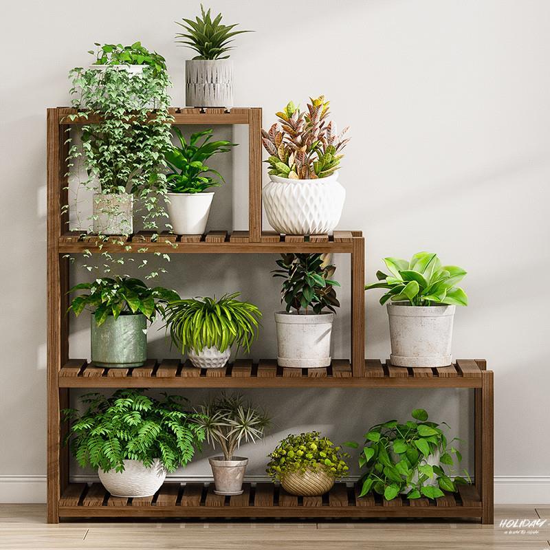 J窗台花架实木多层阳台客厅室内外花盆架飘窗落地阶梯楼梯多肉