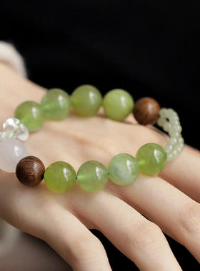 岫玉和田玉玉髓随型白水晶手串多样性玉手串新中式民族风 S13076