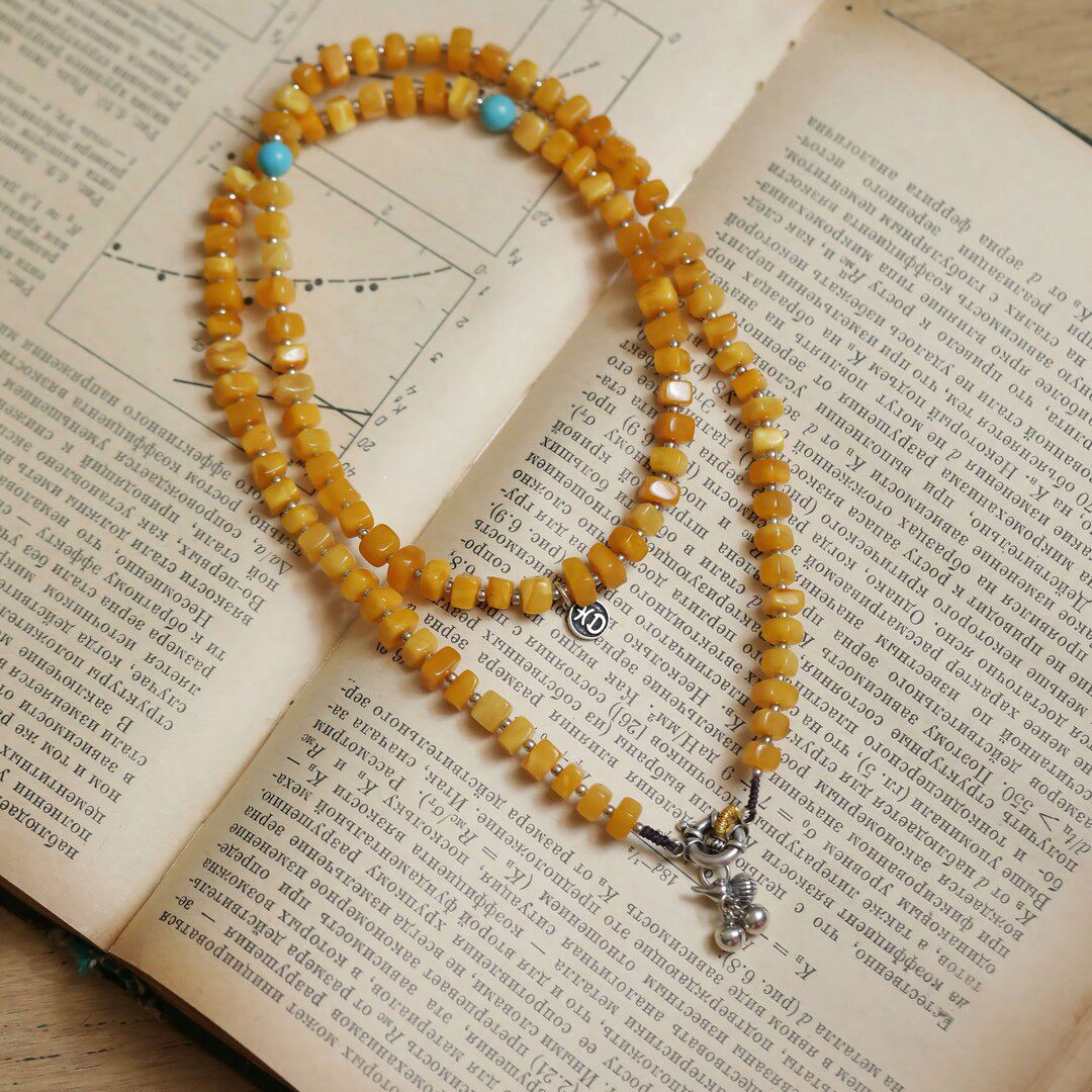 S925银蜜蜡（大小不一）葫芦铃铛吉字泳圈扣项链 N17519