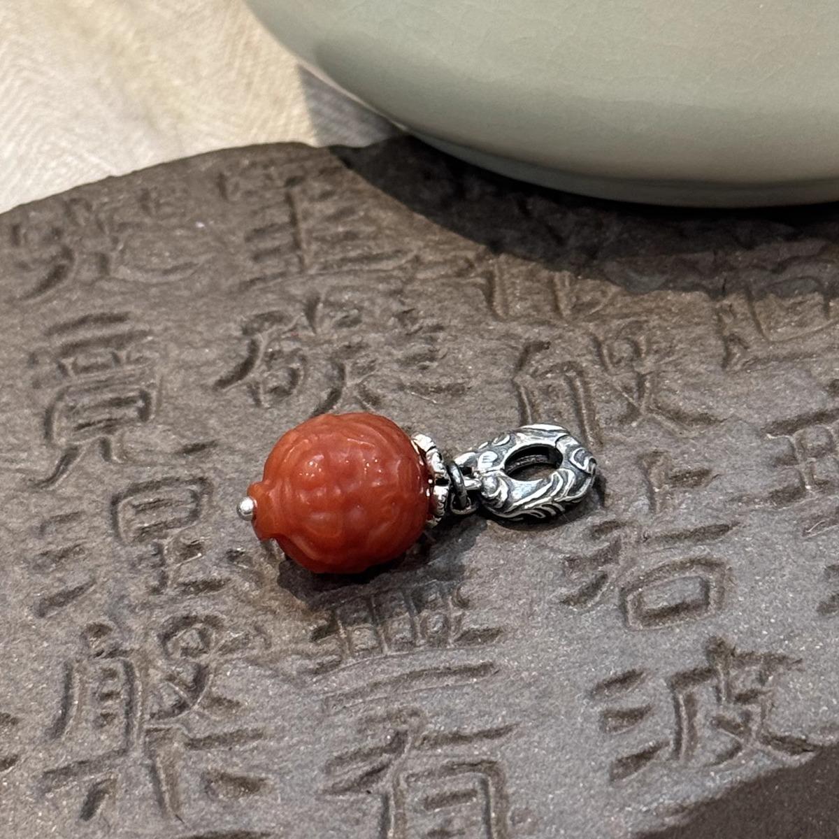 S925银玛瑙雕刻前世今生扎基拉姆吊坠新中式女高级复古 M8017