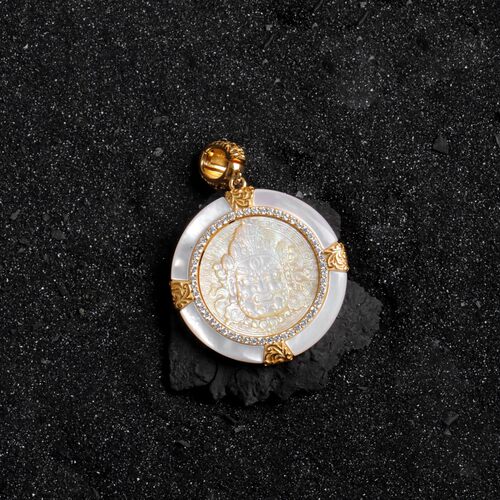 吊坠925银贝壳精工雕刻黄财财贝壳边圆牌吊坠复古百搭国风 M8196