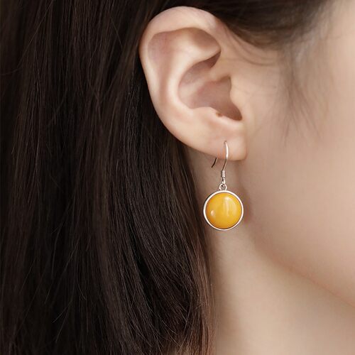 s925银做旧泰银蜜蜡如意葫芦流苏耳钩复古百搭民族风耳环 E26602 - 封面