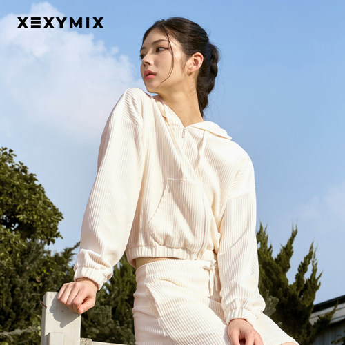 xexymix杰克茜灯芯绒连帽开衫