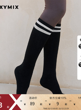 xexymix杰克茜女双线及膝长筒袜棉舒适透气小腿袜长袜HXEB200R0